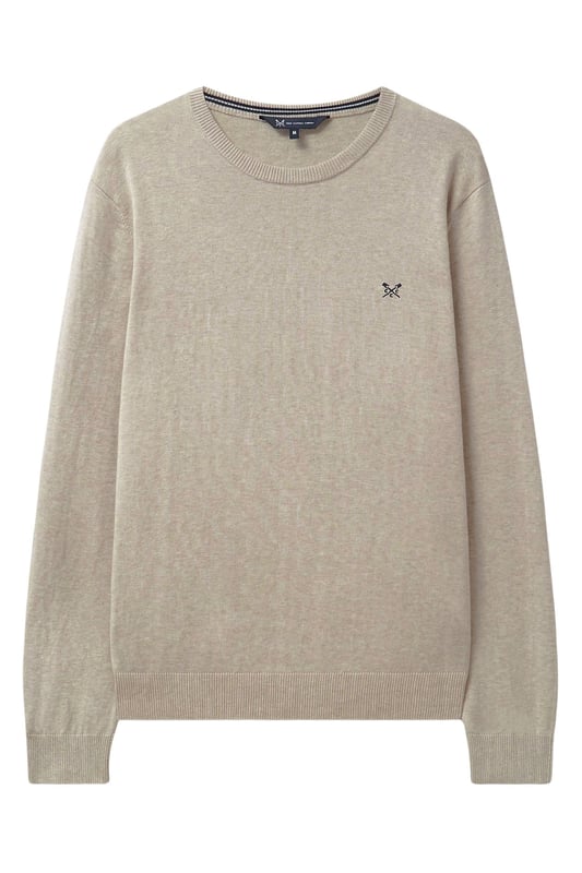 A crew neck jumper that is made from organic cotton, this jumper is ideal for layering over a tee or shirt. The crossed oars embroidery finishes it off neatly.

28" Shoulder to Hem.