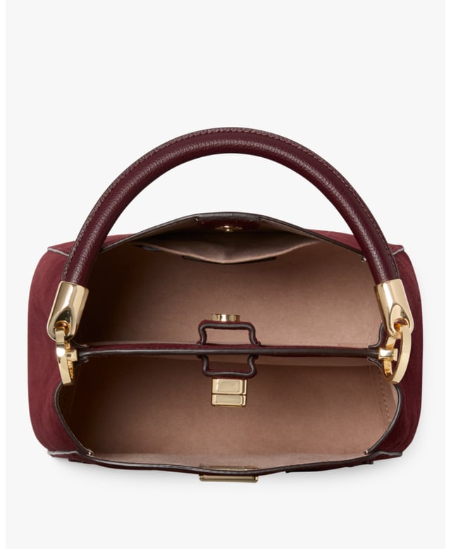 Phoebe Suede Floral Applique Small Top Handle Satchel, Phoebe Suede Applique Small Top Handle Satchel, Fits Largest Iphone, Comes W Crossbody Strap, Back Slip Pocket,  Length: 11.50 Cm,  Width: 20.50 Cm,  Height: 17.00 Cm