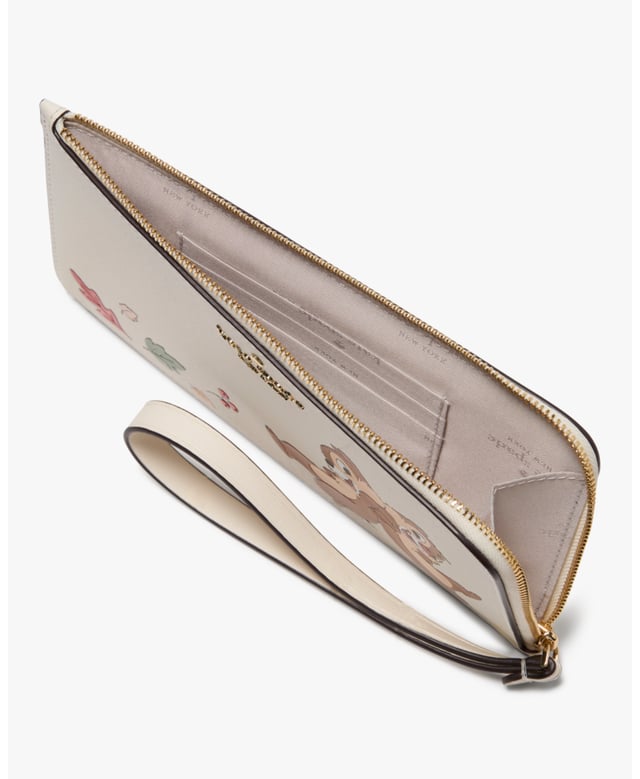 Disney X Ksny Chip N Dale Medium Wristlet,  Disney X Kate Spade New York Chip N Dale Medium L-Zip Wristlet, Fits Largest Iphone, 3 Cc Slots, Back Slip Pocket,  Width: 20.00 Cm,  Height: 11.50 Cm
