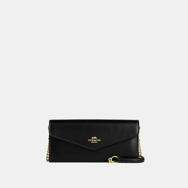 Klare Wallet with Chain in Refined Box Calf, Six credit card slots
 Full-length bill compartment
 Inside zip pocket, Outside open pocket,  Length: 21.00 cm,  Width: 2.50 cm,  Height: 10.50 cm