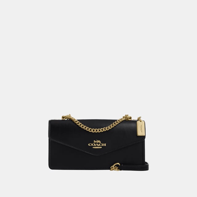 Klare Envelope Crossbody in Refined Box Calf Leather, Inside zip and multifunction pockets, Outside slip pocket,  Length: 26.00 cm,  Width: 7.50 cm,  Height: 13.50 cm
