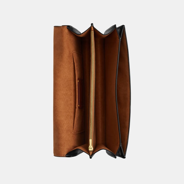 Klare Envelope Crossbody in Refined Box Calf Leather, Inside zip and multifunction pockets, Outside slip pocket,  Length: 26.00 cm,  Width: 7.50 cm,  Height: 13.50 cm