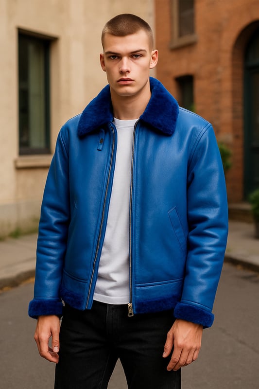Disfruta de una calidez inigualable y un estilo atemporal con esta icónica chaqueta bomber B3. Confeccionada en auténtica piel de oveja, cuenta con un lujoso forro de borrego y pelo que proporciona una comodidad excepcional en climas fríos. El cierre de cremallera YKK completo permite un estilo versátil, mientras que los ribetes de borrego expuestos en cuello, puños y dobladillo le aportan un carácter audaz. Una distintiva hebilla en el cuello garantiza un ajuste ajustable, y dos prácticos bolsillos exteriores ofrecen comodidad y un diseño elegante, combinando un atractivo robusto con la elegancia clásica. Confeccionada en auténtica piel de oveja para una calidez y durabilidad excepcionales. El lujoso forro de borrego y pelo proporciona una comodidad inigualable. El cierre de cremallera YKK completo permite un estilo versátil. Los ribetes de borrego expuestos en cuello, puños y dobladillo le aportan un carácter audaz. Dos prácticos bolsillos exteriores para mayor comodidad y un diseño elegante. Cuello ajustable con cierre de hebilla para un ajuste a medida.