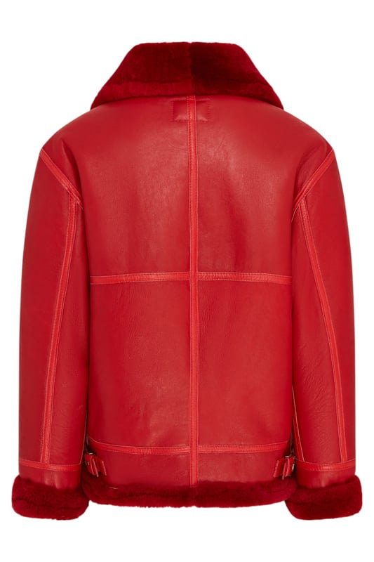 Embrace unparalleled warmth and timeless style with this iconic B3 Bomber Jacket. Crafted from genuine sheepskin, it features a luxurious shearling and fur shearling lining that provides exceptional comfort in cold weather. The full-length YKK zip fastening allows for versatile styling, while exposed shearling trims at the collar, cuffs, and hem add bold character. A distinctive collar buckle ensures an adjustable fit, and two practical outer pockets offer convenience and a sleek design, blending rugged appeal with classic elegance.

Crafted from genuine Sheepskin for exceptional warmth and durability
Luxurious Shearling and Fur Shearling Lining provides unparalleled comfort
Full-length YKK Zip Fastening allows for versatile styling
Exposed Shearling Trims at collar, cuffs, and hem add bold character
Two practical Outer Pockets for convenience and sleek design
Adjustable Collar with buckle fastening for a tailored fit