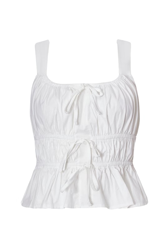 - Scoop neckline - Tie front - Cropped fit - Cami straps - Model height: 5'7" - Model wears uk 8 / us 4 / eur 36 - Always check the wash care label - Cool hand wash with mild detergent