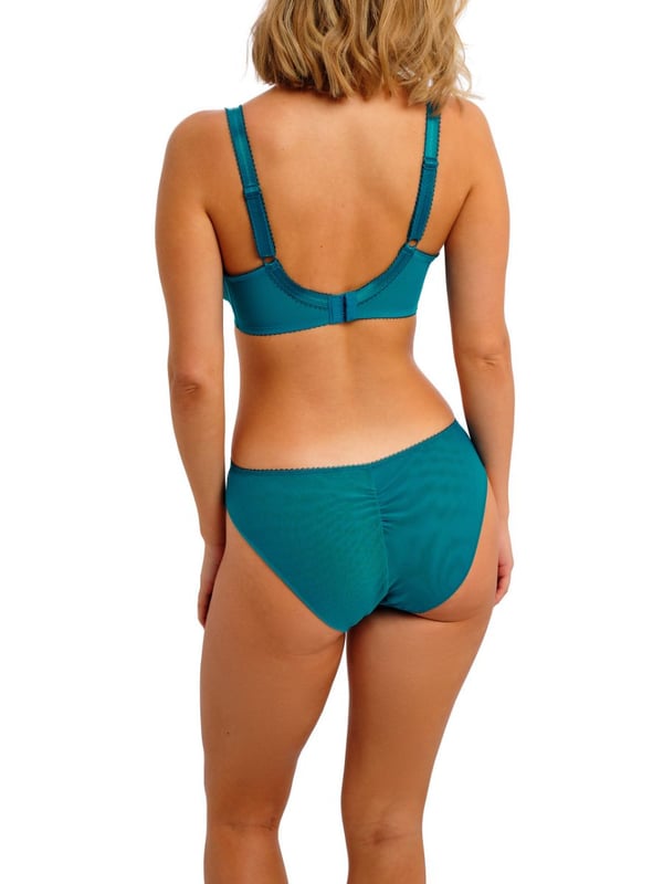 Freya Loveland Plunge Bra. With embroidered geometric design, a plunge neck and plain powernet wing. Product is recommended hand-wash only.