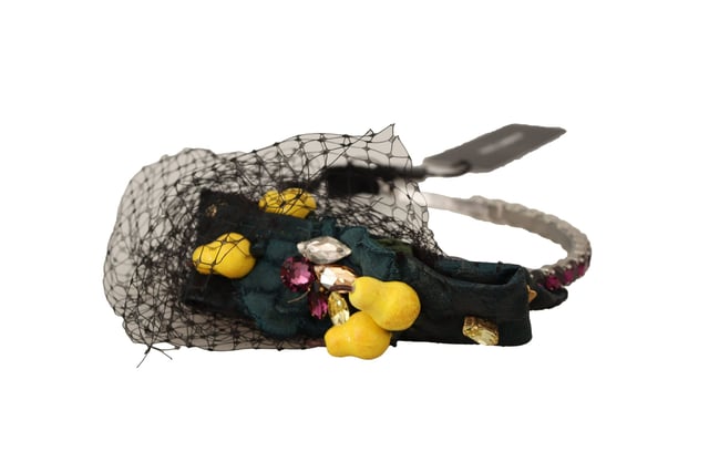 100% Authentic Dolce & Gabbana headband diadem tiara
  Black base with multicolor lemon embellishments
  Made from a luxurious blend of materials
  Adorned with purple crystals
  One size fits all
  Logo details
  Made in Italy