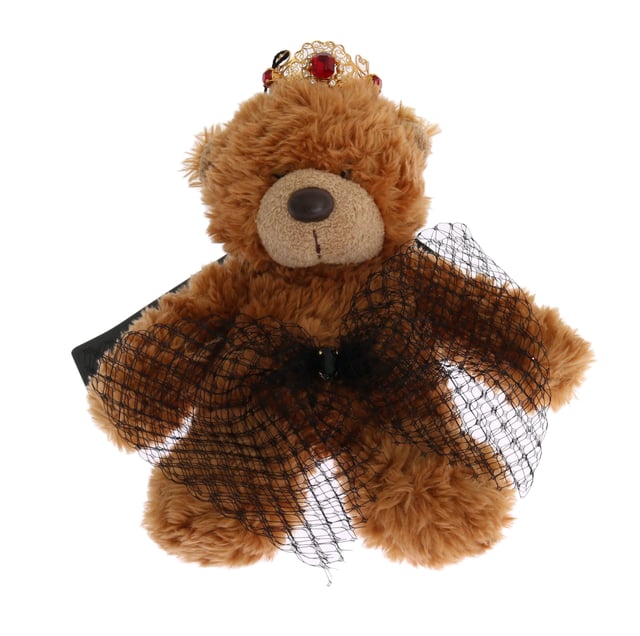 Stunning Dolce & Gabbana Teddy Bear Crystal Crown Hair Band
  100% Authentic and brand new with tags
  Brown color with gold metal detailing
  Crown adorned with red crystals
  Made from 80% PL 5% Crystal and 15% Brass
  One size fits all
  Dolce & Gabbana logo details
  Made in Italy
  Very exclusive and rare item
Material: 80% PL 5% Crystal 15% Brass