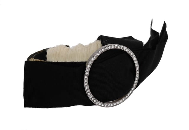 Brand: Dolce & Gabbana
  Style: Clear crystal hair parrucchiera diadem headband
  Model: Diadem Parrucchiera broche + frangia bianca
  Color: Gold brown brocade black
  Crystal: Clear
  Material: 10% AC 20% Cotton 20% LU 30% NY 10% PA
  Size: One size
  Made in Italy
  Logo details
  Gender: Women