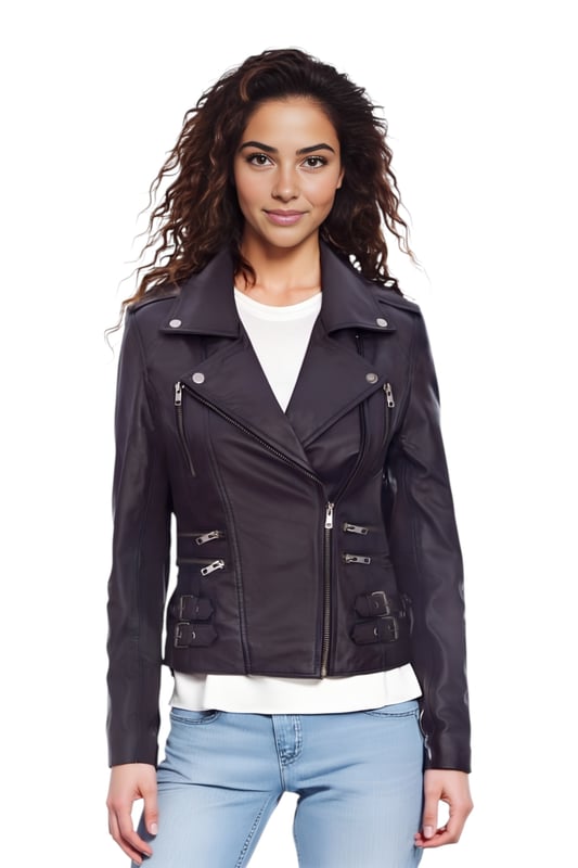 Esta chaqueta biker cruzada es un éxito de ventas, apreciada por su silueta definida y estilo. Con solapa ancha de muesca, charreteras y múltiples bolsillos con cremallera, combina funcionalidad y estilo. Las hebillas ajustables y el corte entallado mejoran la comodidad y el estilo. Disponible en una amplia gama de colores. Características principales: 100 % piel napa premium ultrasuave. Forro de mezcla de poliéster de alta calidad. Cierre descentrado con cremallera YKK. Solapa ancha de muesca con botones a presión. Charreteras con cierre de botón. Seis bolsillos exteriores con cremallera. Hebillas ajustables en la cadera. Diseño biker corto y entallado.
