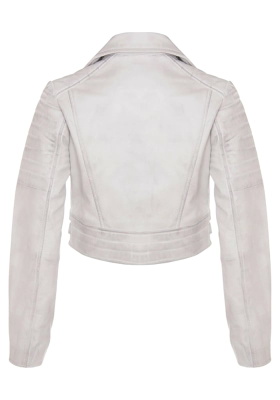 Indulge in sleek luxury with this cropped Brando-style leather jacket. Crafted from ultra-soft lamb nappa leather and lined with premium satin, it blends timeless biker attitude with modern elegance. Sophisticated detailing and a flattering silhouette make it a versatile essential for every fashion-forward wardrobe.

Key Features:
Soft and supple lamb nappa leather
Premium polyester inner lining for comfort
Cropped fit for a chic, flattering look
Classic Brando-style notched lapel
Off-centered YKK zip front fastening
Stylish quilted shoulders for a distinctive edge
2 outer extended vertical zipped pockets
Zipped cuffs – roll them up for a custom look
Buckle-adjustable side belts for a tailored fit