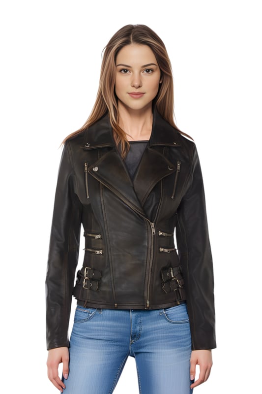 Esta chaqueta biker cruzada es un éxito de ventas, apreciada por su silueta definida y estilo. Con solapa ancha de muesca, charreteras y múltiples bolsillos con cremallera, combina funcionalidad y estilo. Las hebillas ajustables y el corte entallado mejoran la comodidad y el estilo. Disponible en una amplia gama de colores. Características principales: 100 % piel napa premium ultrasuave. Forro de mezcla de poliéster de alta calidad. Cierre descentrado con cremallera YKK. Solapa ancha de muesca con botones a presión. Charreteras con cierre de botón. Seis bolsillos exteriores con cremallera. Hebillas ajustables en la cadera. Diseño biker corto y entallado.