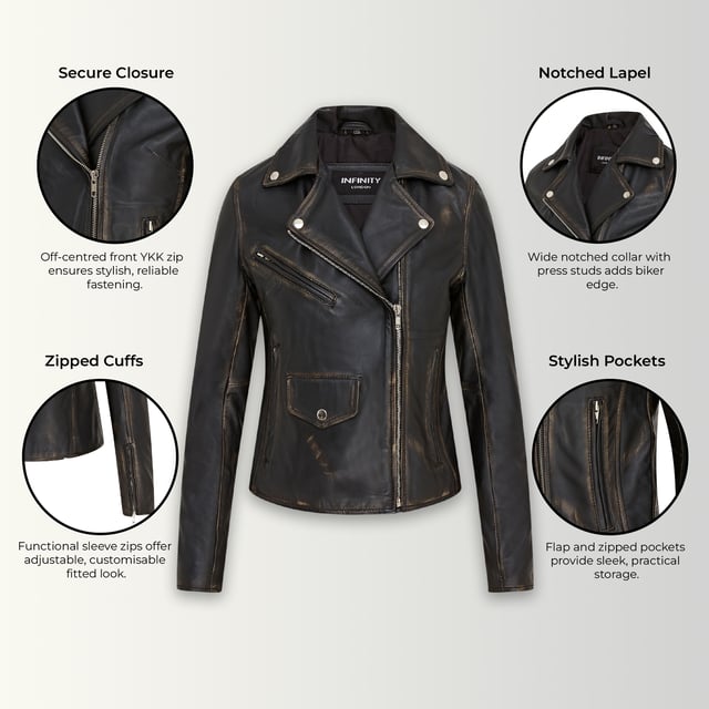 Diese auffällige Bikerjacke aus luxuriösem Lammnappaleder bietet eine schlanke, moderne Passform mit einem weichen Satinfutter für ganztägigen Tragekomfort. Mit vier Außentaschen und einer Innentasche ist sie stilvoll und praktisch zugleich. Perfekt, um lässige Outfits mit einer lebendigen, ausgefallenen Note aufzuwerten. Hauptmerkmale: Aus hochwertigem Lammnappaleder. Weiches und atmungsaktives Satin-Innenfutter. Klassische Biker-Silhouette mit asymmetrischem Reißverschluss. Vier funktionale Außentaschen (mit Reißverschluss und Klappe). Eine Innentasche für zusätzlichen Komfort. Reißverschlussbündchen für verstellbare Passform und Stil. Leicht und geschmeidig für hohen Tragekomfort.