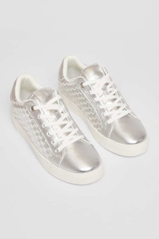 Silver Woven Trainers