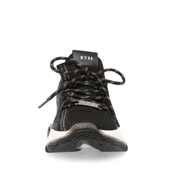 If you only rock one trainer this season  make it MAXILLA-R-E. A super-sleek monochromatic color palette unites this kick’s defining features  which range from a texture-blocked knit upper to an artfully sculpted sole and glitzy rhinestone embellishment.