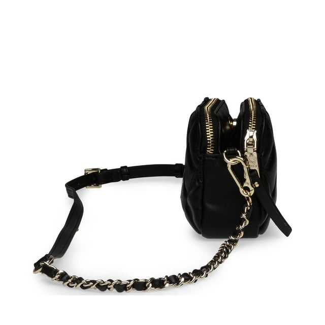 Two main compartments and one minor compartement.Closes with magnetic clasp  closes with zipper.One slip pocket.Removable and adjustable shoulder strap.