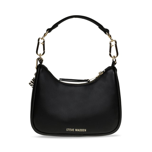 Removable and adjustable shoulder strap.One handle.Closes with zipper.Detachable pendant.