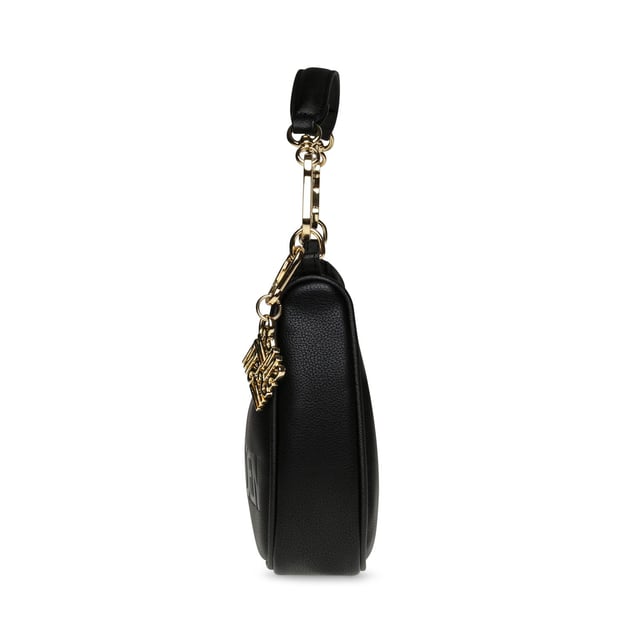 Removable and adjustable shoulder strap.One handle.Closes with zipper.Detachable pendant.