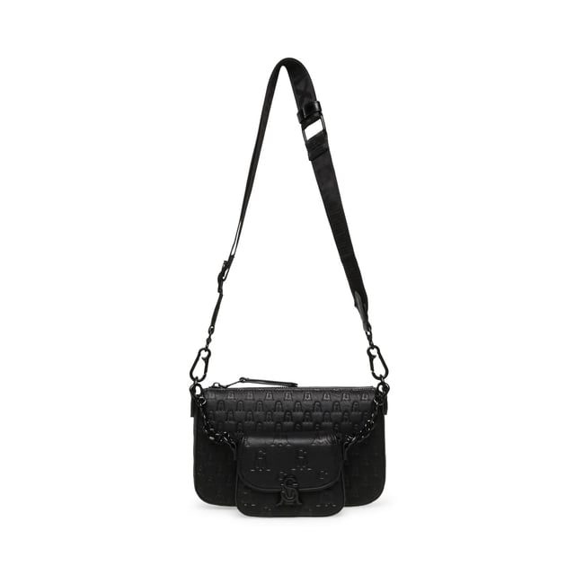 Detachable handle.Removable and adjustable shoulder strap.Closes with zipper.Slip pocket on the back.Polished silver metal fittings.Separate case.