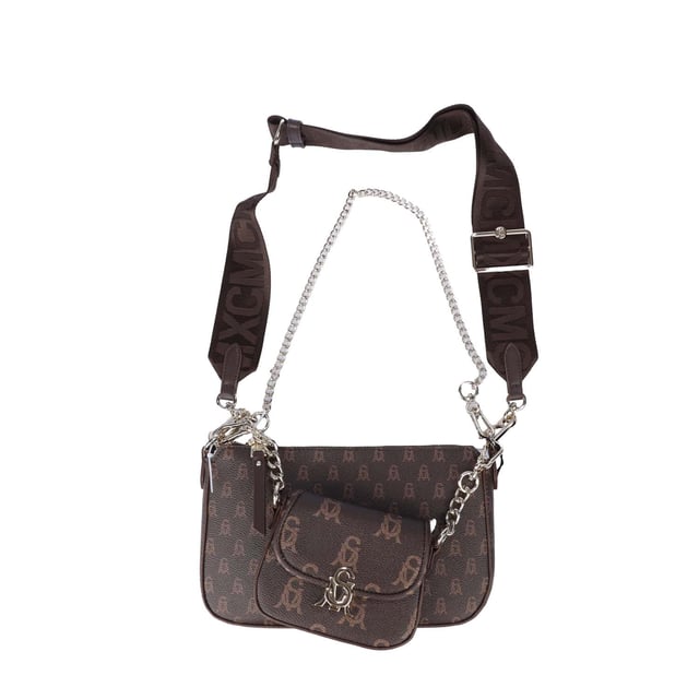Detachable handle.Removable and adjustable shoulder strap.One main compartment.Slip pocket on the back.Closes with zipper.One slip pocket.Separate case.