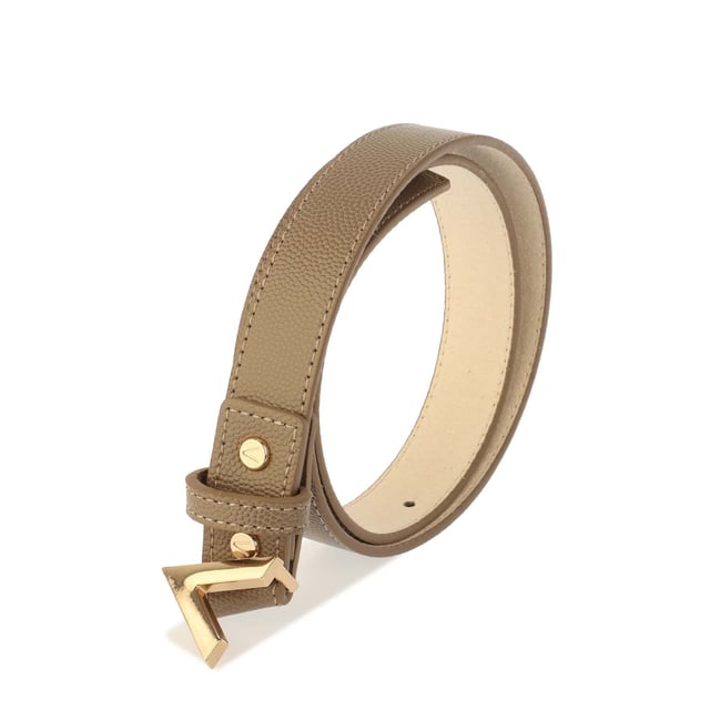 featuring a moulded leather pattern with stitched detail to the edges along with a gold tone metal buckle fastening  completed with the Mario Valentino branding.