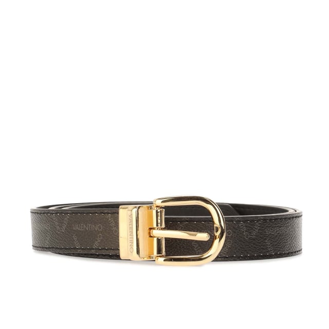 Adjustable keyhole fastening.Gold buckle detail.Embossed logo all over.Faux leather.