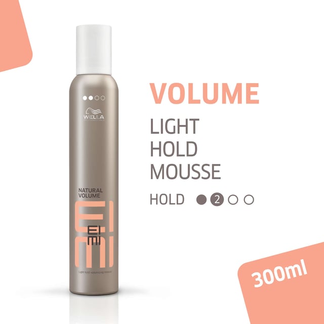Elevate your hair care routine with Wella EIMI Natural Volume Mousse, designed for professional styling. This 300ml mousse provides exceptional volume and a soft, refined hold, perfect for achieving that natural look. Enriched with protective ingredients, it helps shield your hair from dehydration during blow drying. For best results, shake the canister well, then apply evenly from roots to ends on damp hair before blow drying. Experience beautiful, voluminous hair with Wella's trusted expertise in hair care.