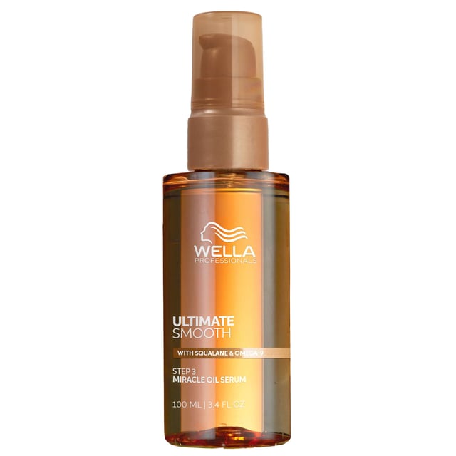 Experience the transformative power of Wella Ultimate Smooth Miracle Oil Serum, a luxurious hair oil enriched with Squalane and Omega-9. This lightweight serum deeply nourishes your hair in just 30 seconds, providing lasting smoothness for up to 3 days. Protect your locks from UV rays and heat up to 230°C/450°F while enjoying 96 hours of frizz control and a stunning shine. For best results, apply 1-3 pumps to damp hair, distribute evenly, and style as desired. Elevate your hair care routine with this essential product for beautifully smooth hair.