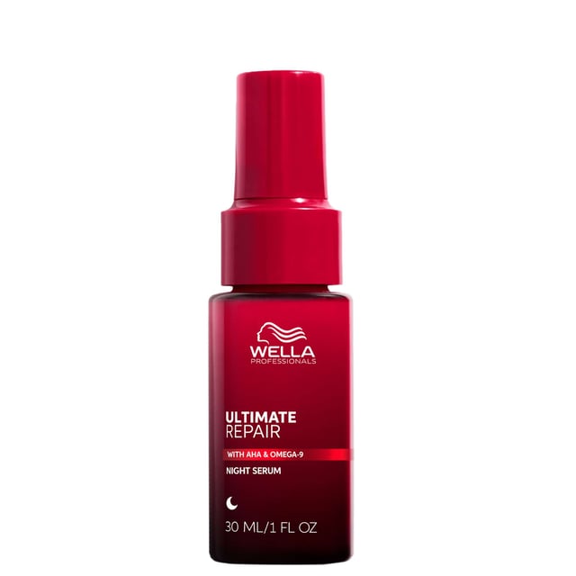 Discover the Wella Ultimate Repair Night Hair Serum, a transformative leave-in treatment that rejuvenates your hair overnight. Infused with Omega-9 and advanced polymers, this luxurious serum repairs, moisturizes, and protects your hair from night stressors like pillow friction. Experience visibly revived hair by morning, with frizz control and up to 6x smoother strands after just one night. With regular use, reduce breakage by 78% and split ends by 86%. Perfect for all hair types, this lightweight serum is your key to beautiful hair.