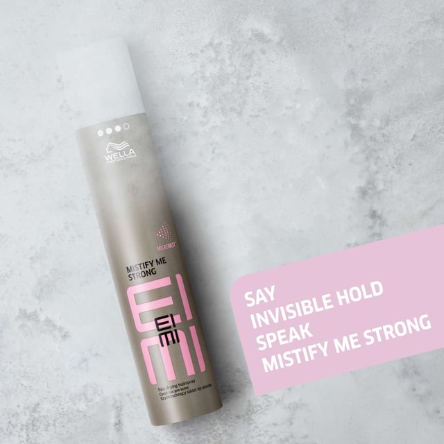Discover Wella Professionals EIMI Mistify Me Strong Hairspray (500ml), designed for those seeking a quick-drying and reliable styling solution. Featuring advanced Micromist technology, this hairspray provides a robust level 3 hold while maintaining natural movement for up to 24 hours. Its lightweight formula ensures a fine spray for even application, imparting a vibrant shine and a refreshing fragrance. Easily brushed out, it's perfect for daily use. To achieve your desired look, simply hold the can at arm's length and spray evenly.