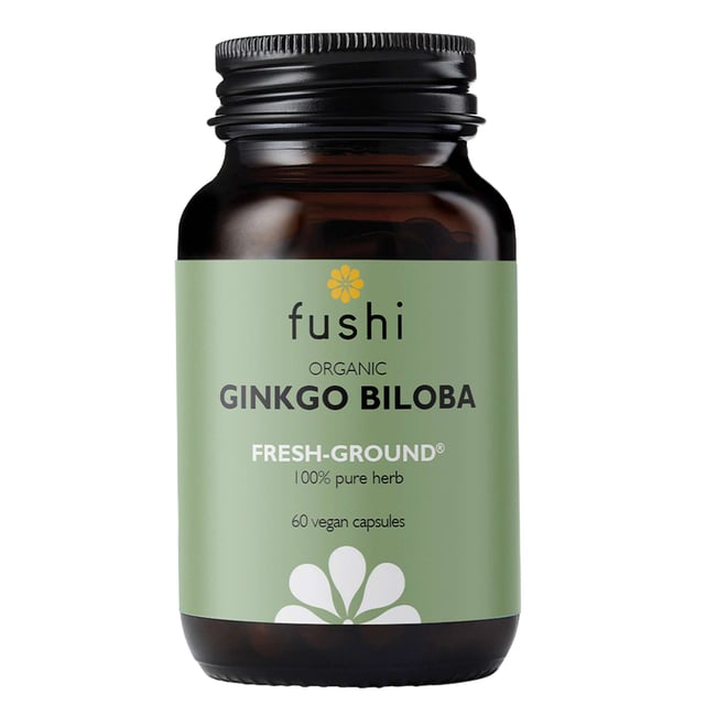 Fushi Organic Ginkgo Biloba Supplements - 60 Capsules for Cognitive Support Elevate your mental clarity with Fushi Organic Ginkgo Biloba Supplements. Each bottle contains 60 capsules, offering a 30-day supply with 340mg of pure organic Ginkgo Biloba per capsule. This potent herb is recognized for enhancing cognitive function and mood, while also supporting emotional well-being. Ginkgo Biloba promotes blood circulation and oxygen flow to the brain, especially beneficial for older adults. Enjoy antioxidant benefits that combat oxidative stress. For best results, take 2 capsules daily with meals. Store in a cool, dark place.