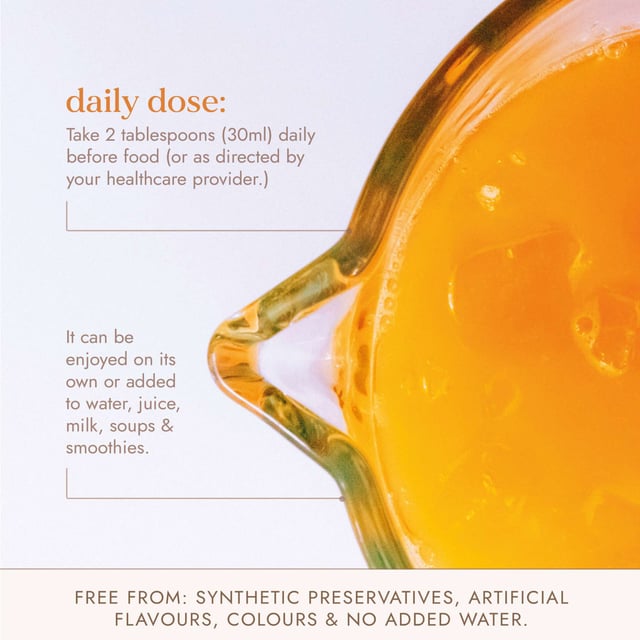 Experience the potent health benefits of Fushi Organic Cold-Pressed Turmeric Juice. Each 500ml bottle contains over 1.25kg of 100% raw Turmeric Root sourced from Gujarat, India, providing you with 16 servings of pure wellness. Rich in antioxidants, this juice supports your immune system, aids in reducing inflammation, and promotes joint health. Enjoy 2 tablespoons daily straight or mixed with your favorite drinks. Perfect for detoxification and enhancing skin and hair vitality. Note: Not suitable for pregnant or breastfeeding women. Store in a cool, dark place.
