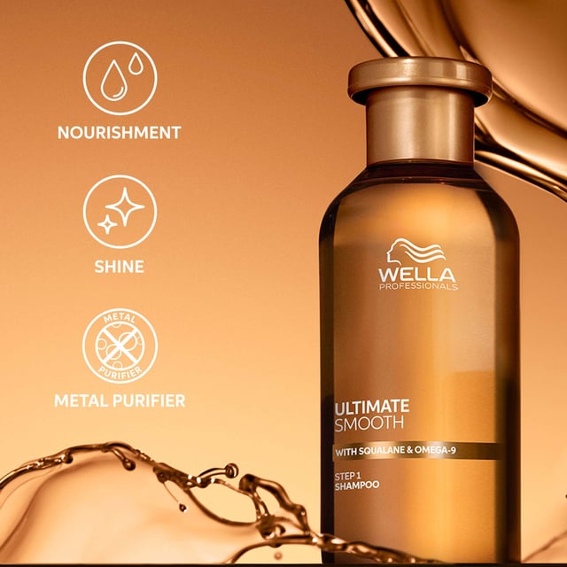Erleben Sie die verjüngende Kraft des Wella Ultimate Smooth Shampoos, das speziell für koloriertes Haar entwickelt wurde. Dieses luxuriöse Shampoo verfügt über eine fortschrittliche Metal Purifier-Technologie, die Ihr Haar von Unreinheiten befreit, während Squalan und Omega-9 tiefgehende Nährstoffe von der Wurzel bis zu den Spitzen liefern. Genießen Sie einen reichhaltigen, verwöhnenden Schaum, der sanft reinigt, ohne die natürliche Feuchtigkeit Ihres Haares zu entziehen. Einfach auf nasses Haar auftragen, aufschäumen und ausspülen für wunderschön glattes und gesundes Haar. Perfekt für den täglichen Gebrauch, ist dieses 250 ml Shampoo Ihre ideale Lösung für lebendige, strahlende Locken.