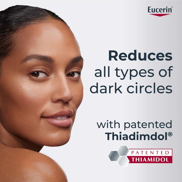 Revitalize your eyes with Eucerin Anti-Pigment Illuminating Eye Cream, designed to combat dark circles, puffiness, and fine lines. This lightweight cream features a cooling metal applicator for precise application to hyperpigmentation areas. Enriched with light-reflecting pigments, it brightens the eye area for a refreshed look. The combination of Thiamidol, Hyaluronic Acid, and Oligopeptides reduces hyperpigmentation, smooths fine lines, and boosts collagen production. Achieve a luminous and youthful appearance.
