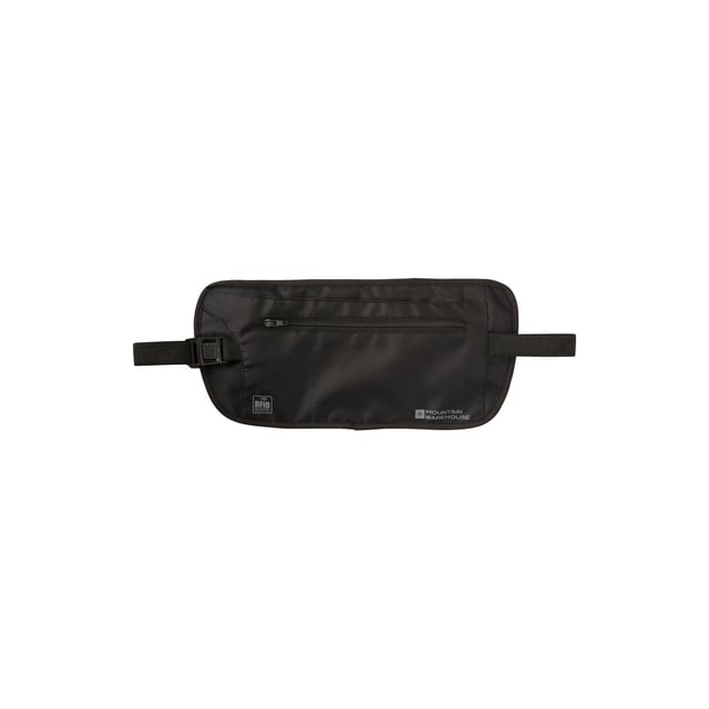Mountain Warehouse RFID Blocking Waist Bag (Black) 100% Polyester. Fabric: Tricot. Fabric Technology: Lightweight, RFID Blocking. Fastening: Quick Release Clip. Adjustable Belt, Elasticated Strap. Compartments: Zipped Compartment.