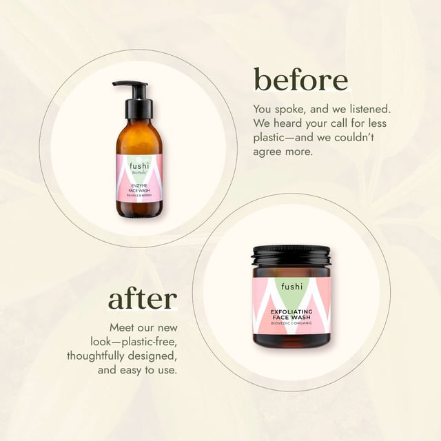 Fushi Biovedic Exfoliating Face Wash - Revitalizing Skin Cleanser Discover the Fushi Biovedic Exfoliating Face Wash, a refreshing and revitalizing cleanser suitable for all skin types. This unique formula combines the power of Rice Bran Oil to brighten and deeply moisturize, along with Vanshlochan Stem Extract, a traditional Ayurvedic ingredient that gently exfoliates for a smoother complexion. Infused with Manjistha for skin brightening and Rose Otto to enhance skin renewal and balance, this face wash leaves your skin feeling soft, dewy, and refreshed. For best results, use daily and follow with Fushi Radiance Face Cream for nourished, hydrated skin.