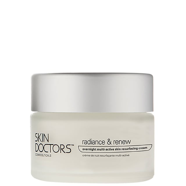 Transform your skin overnight with Skin Doctors Radiance & Renew Multi-Active Resurfacing Cream. This powerful, one-step treatment gently exfoliates the top layer of dead skin, revealing a youthful and radiant complexion. Ideal for addressing signs of aging, uneven skin texture, pigmentation, and blemishes, this cream utilizes a blend of alpha and beta hydroxy acids for a professional-grade resurfacing effect. Designed for all skin types, simply apply a thin layer before bed and wake up to rejuvenated skin. Experience the difference in your skin's clarity and brightness.
