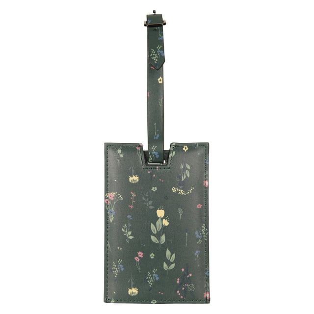Anti-fade, hållbar. Design: Blommor, blad, logotyp. Innehåll: 1 bagagetag, 1 passfodral. Externt identifieringsfönster.