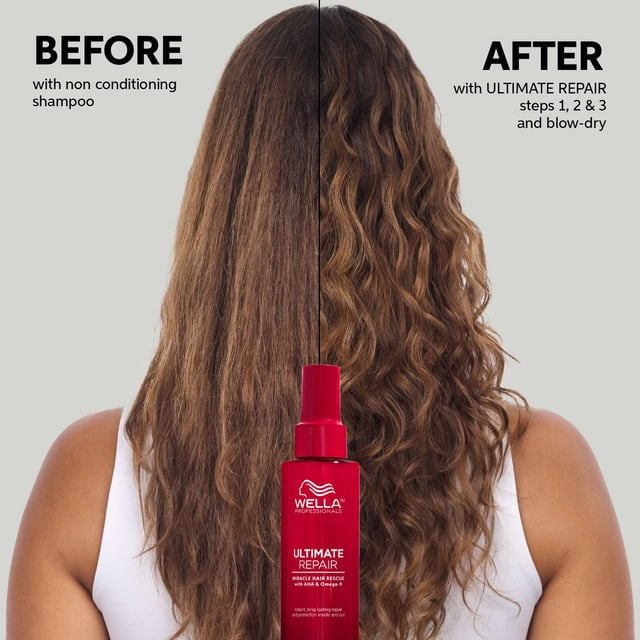 Revitalize your hair with Wella Ultimate Repair Conditioner, suitable for all hair types. This 200ml nourishing conditioner features AHA and Omega-9 technology to strengthen and rebuild hair. It effortlessly detangles, repairs damage, and restores strength without weighing hair down. Paraben-free and vegan, it keeps hair healthy and color-safe. For best results, apply to freshly washed hair, leave for 5 minutes, and rinse for soft, touchable results.