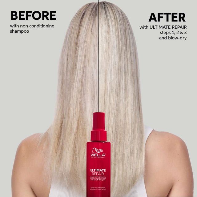 Revitalize your hair with Wella Ultimate Repair Conditioner, suitable for all hair types. This 200ml nourishing conditioner features AHA and Omega-9 technology to strengthen and rebuild hair. It effortlessly detangles, repairs damage, and restores strength without weighing hair down. Paraben-free and vegan, it keeps hair healthy and color-safe. For best results, apply to freshly washed hair, leave for 5 minutes, and rinse for soft, touchable results.