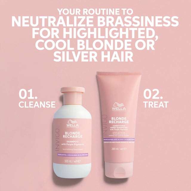 Revitalize your cool blonde hair with Wella Invigo Blonde Recharge Conditioner. This 200ml formula is designed to refresh and maintain multi-dimensional blonde tones while providing deep nourishment. Enriched with Purple Pigments, it effectively combats brassiness and revitalizes dull shades, leaving your hair smooth and vibrant. For optimal results, apply to clean, damp hair, let it sit for 3-5 minutes based on your desired intensity, and rinse thoroughly. Experience salon-quality care at home and keep your blonde looking its best.