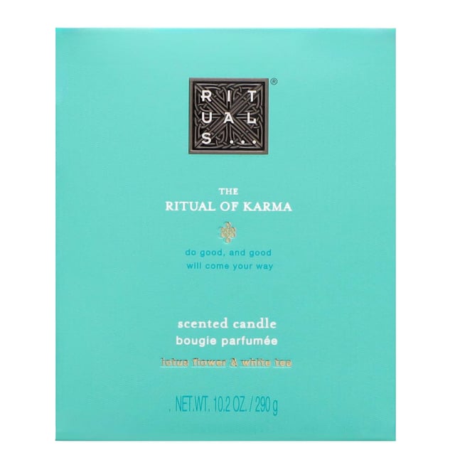 Transform your space with the Rituals Karma Scented Candle, a 290g delight that infuses your home with positive energy. This invigorating candle features a bright blend of bergamot and lemon, enhanced by the cheerful notes of orange flower and lilac, creating an atmosphere of joy and well-being. Enjoy up to 50 hours of burn time, making it perfect for any occasion. Vegan-friendly, this candle is a wonderful addition to your home decor. Remember to never leave burning candles unattended and keep them away from children and pets.