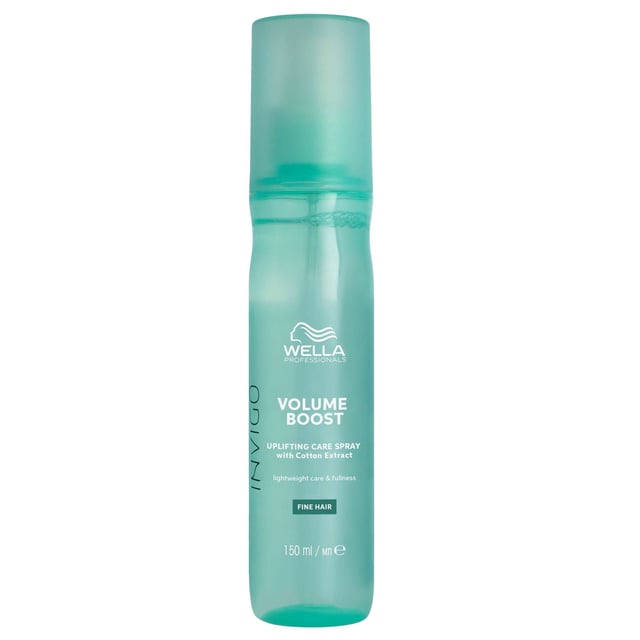 Revitalize your hair with the Wella Professionals Invigo Volume Boost Uplifting Care Spray. This 150ml spray is designed to transform flat, lifeless hair into a voluminous masterpiece. Enriched with cotton extract and innovative spring force polymers, this lightweight formula provides effortless body and fullness. The unique Volume Boost-Blend™ ensures your locks look visibly uplifted and radiant. Ideal for daily use, simply spray onto damp hair after washing and blow-dry to achieve salon-quality volume and shine. Perfect for women seeking a boost in their hair's vitality.