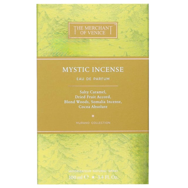 Discover the enchanting allure of Mystic Incense Eau de Parfum Spray by The Merchant of Venice. This exquisite fragrance features a sophisticated blend of wood, sweetness, and smoke, offering a modern twist on traditional incense. The captivating aroma begins with top notes of dried fruit accord and salty caramel, leading into a heart of warm blond woods and smoky incense. The scent deepens with a base of rich cocoa absolute, creating a harmonious and seductive experience that lingers beautifully. Perfect for anyone seeking a unique and long-lasting fragrance.