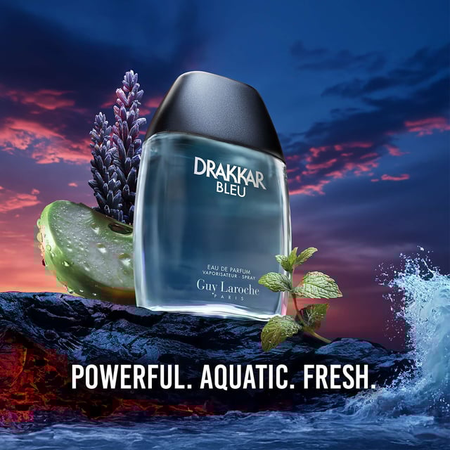 Experience the essence of the ocean with Guy Laroche Drakkar Bleu Eau de Parfum Spray. This powerful fragrance captures the raw energy of crashing waves, creating an invigorating scent that lasts all day. The top notes of fresh bergamot and cool mint combine with crisp apple, leading into a herbaceous heart enriched by woody patchouli and modern moss. Drakkar Bleu is designed for the modern man, embodying strength, resilience, and unwavering determination. Perfect for daily wear or special occasions, this 100ml fragrance is a must-have in your grooming collection.