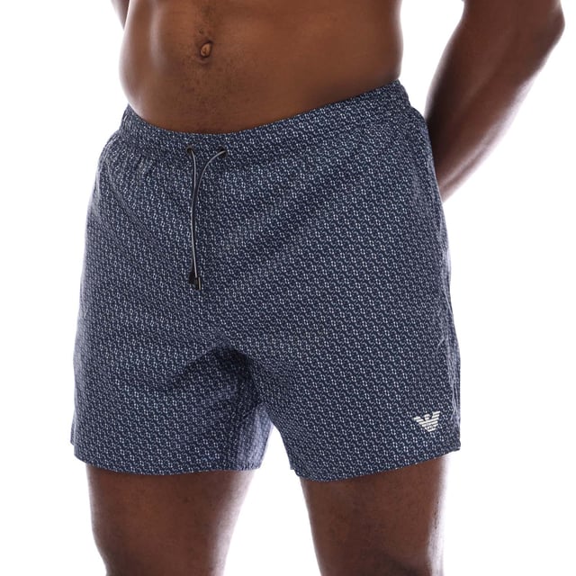 Mens Woven Armani Swim Shorts in blue.- Elasticated drawstring waistband.- Side pockets.- Back pocket.- Regular fit.- 100% Polyester.- Ref: 2117400P465535