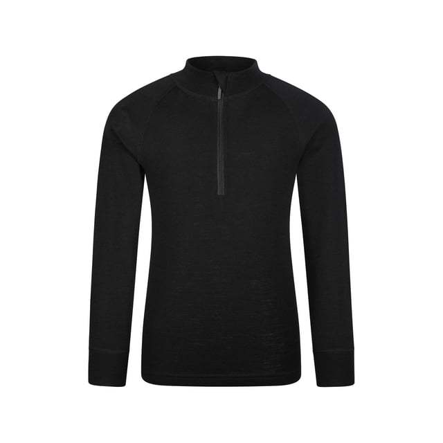 Mountain Warehouse Childrens/Kids Merino Blend Half Zip Base Layer Top  (Black)