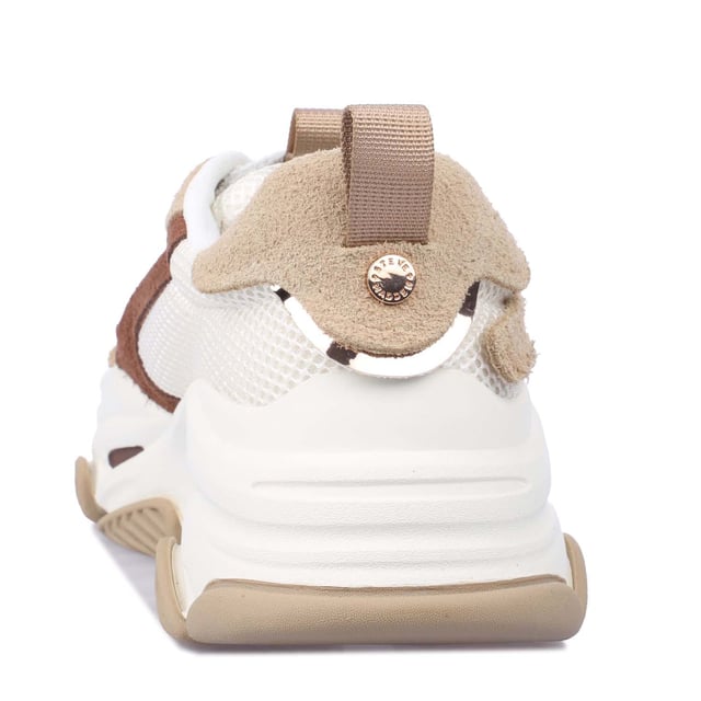 Steve Madden launch an exclusive colourway of the Possession trainers to schuh! These chunky trainers boast a beige  white and warm brown colourway and feature panelled leather and fabric uppers for a layered look.