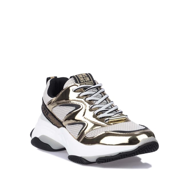 Fabric & man-made upper.Lace up fastening.Pull tab on tongue  pull tab on heel.Platform toe.Chunky sole.Rubber sole.