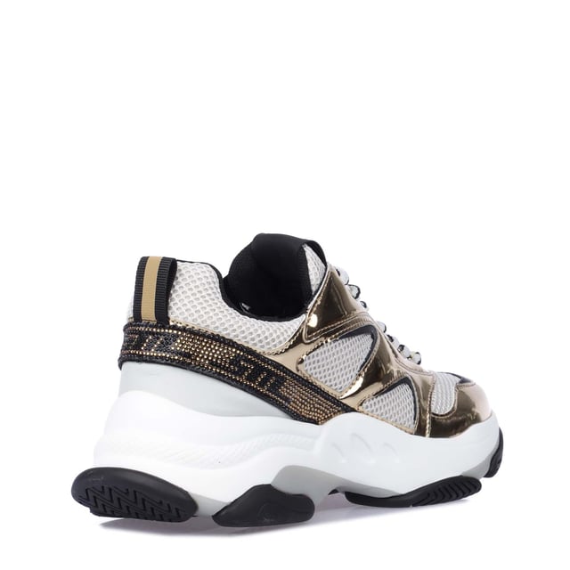 Fabric & man-made upper.Lace up fastening.Pull tab on tongue  pull tab on heel.Platform toe.Chunky sole.Rubber sole.